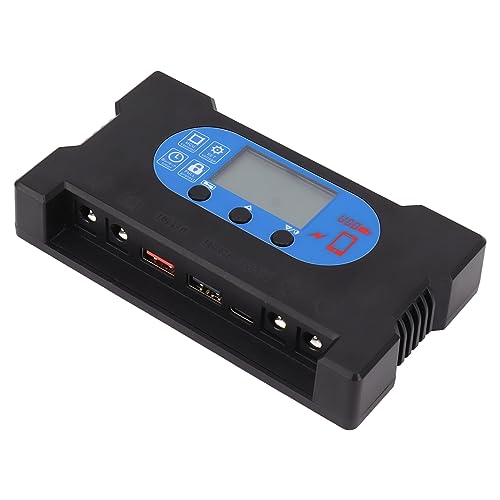 Solar Charge Discharge Controller, Safe Solar Charging Controller USB 5V Dual USB Fast Charging ABS for Solar Charging (70A)