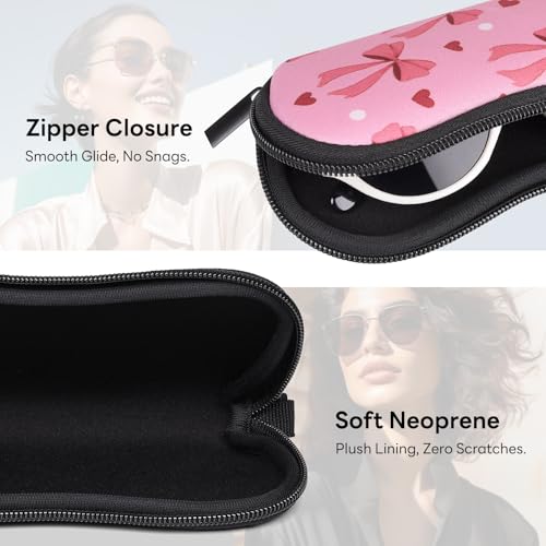 Image of Sunglasses Case with Belt Clip, Ultra Light Neoprene Zipper Soft Padded Glasses Case for Women Men
