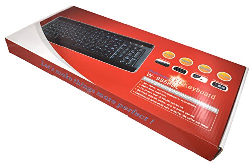 Black LED Lighted Keyboard W-9868BK USB - Thumbnail 2