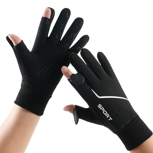 Guantes de ciclismo cálidos para hombres, guantes de ciclismo sin dedos, 2 guantes de ciclismo sin dedos, guantes de ciclismo para hombre, guantes de alta elasticidad para clima frío, guantes