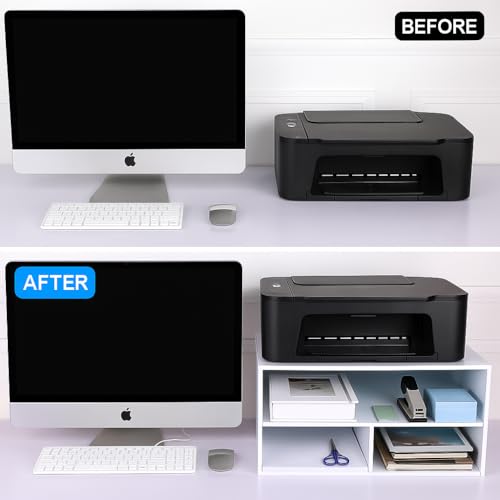 Image of Home Sparkle Printer Stand Shelf with Storage Wood Desk Paper Organzier for Home /Office,Printer Riser, 2 Tire