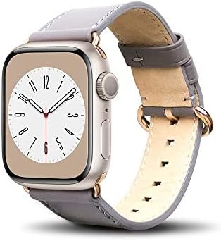 Alto Leather Band Compatible with Apple Watch Band 38mm 41mm 40mm, Classic Handmade Premium Italian Aniline Full Grain Leather Replacement Strap for Women Men, iWatch Bands for Apple Watch Series 8 Series 7 6 SE 5 4 3 2 1 (Cement Gray)