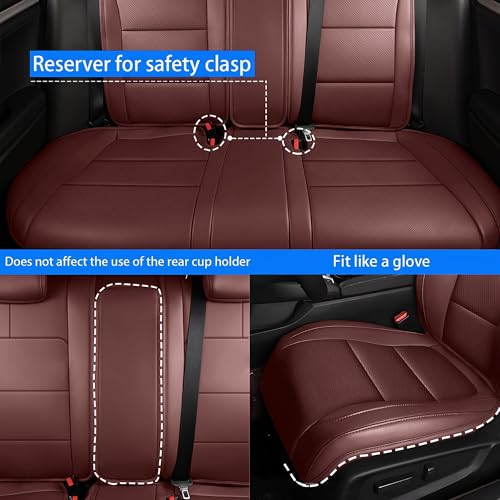 Image of AOMSAZTO Custom Fit Seat Covers for Honda Civic Hatchback 2022 2023 2024 Sport /LX &Hatchback Hybrid Sport 2025 Full Set Faux Leather Seats Cover Burgundy