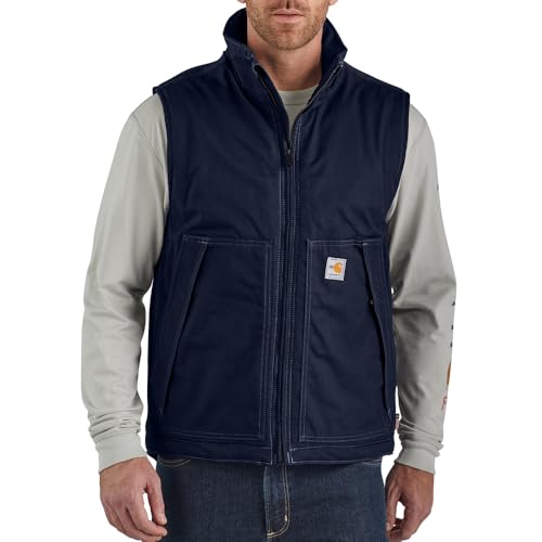 CARHARTT VEST カーハート ベスト navy Carhartt Men's Big & Tall Washed Duck Sherpa-Lined Vest - Kittery