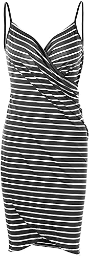 LSDRALOBPOI Poncho De Surf Poncho Playa Toalla Deportiva Bikini Cover Up para Mujer Traje de baño Sexy Spaghetti Strap Backless Fashion Stripe Wrap Beach Dress Plus Size 810(Color:Black;Size:s-Small)
