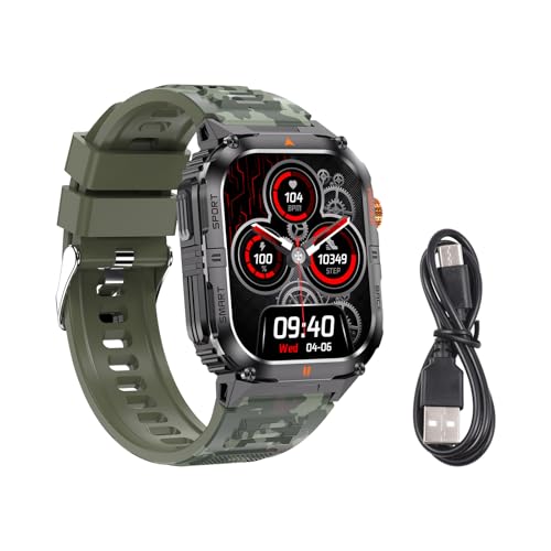 Jectse Reloj Inteligente para Hombres Y Mujeres, Reloj Deportivo Inteligente, con Linterna LED Pantalla De 2.0 Pulgadas, Más De 100 Modos Deportivos Llamada BT, Diseñado para Una Vida (Camuflaje