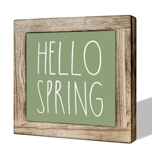 Spring Decor, Wooden Box Signs for Home Decor, Hello Spring Sign, Spring Door Sign, Rustic Wall Decor, Spring Welcome Sign, Welcome Sign for Front Door Porch Entryway, Farmhouse Home Decor