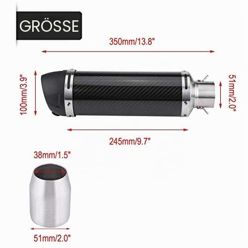 EBTOOLS Motorrad-Doppelmuffler für LTZ, 51 mm, Universal, Motorrad, aus Edelstahl, Carbonfaser, modifiziert, Auspuffrohr mit DB-Killer