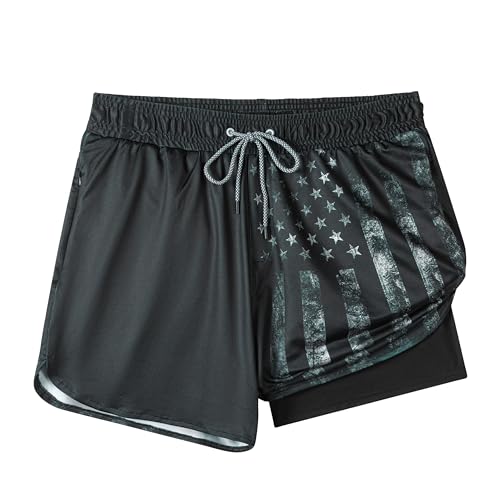 FT FENTENG Mens Swim Trunks with Compression Liner 5.5