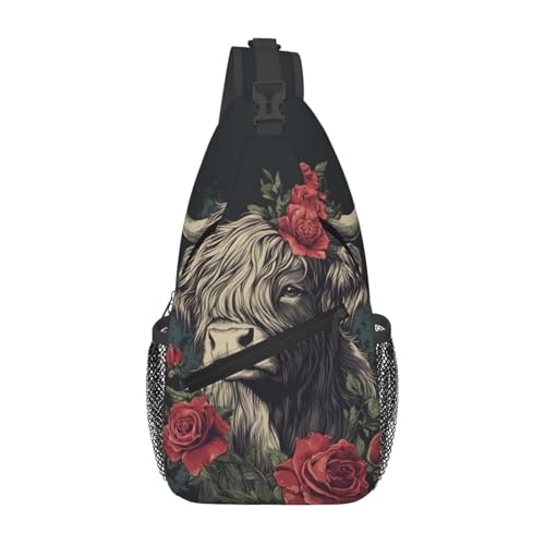 Mochila cruzada Yak Rose Pattern ligera para viaje unisex miniatura 1