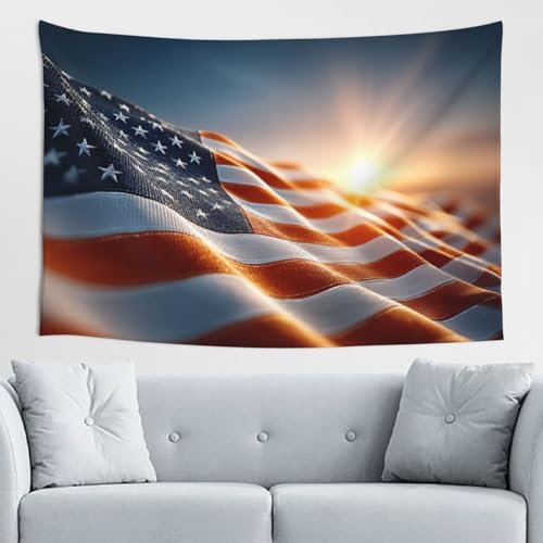 Tenture wavy American flag flottant tapisseries artistiques de salon