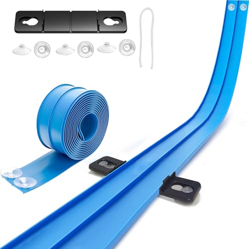 15 Ft Flexible Race Track for Kids, Two-Lane Flex Blue Track for 1:64 Diecast Cars, Includes 6 Suction Cups & 1 Rope, Portable Design, Birthday Gift for Boys & Girls Ages 3-8 (Cars Not Included)