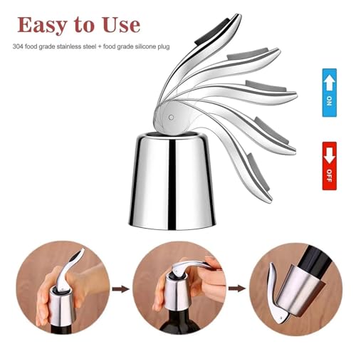 Tapón de vino al vacío de acero inoxidable para mantener la frescura intacta, pack de 2 5