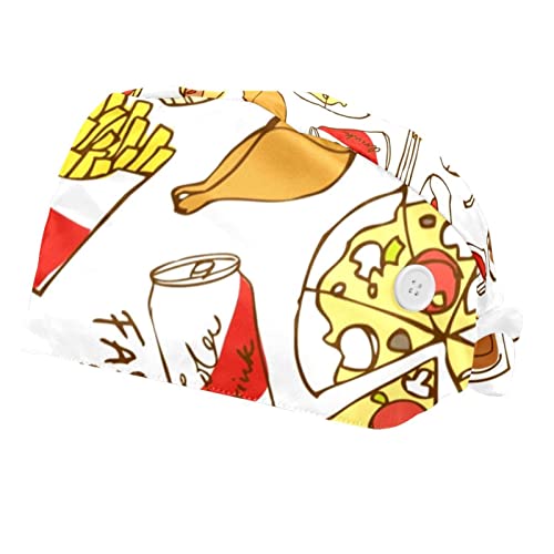 Casquette de travail frites et pizza JDEZ pour colorer votre quotidien en cuisine ou labo