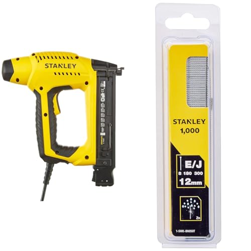 STANLEY Cloueur Électrique Facile à Charger - Mécanisme Antiblocage - Réglage de Puissance & 1-SWK-BN050T Clous Type J-18GA, Argent, 12 mm