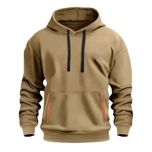 Men's Hoodie Sweatshirt Long Sleeve Fashion Drawstring Pullover Casual Loose Fit Pocket with Zipper Tops Athletic Daily3