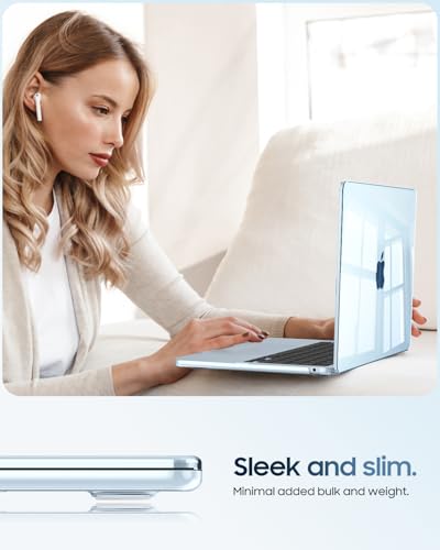 Image of Fintie Case for MacBook Air 13.6 A3449 /A3240 /A3113 /A2681, Sky Blue | 2022-2026, M2 /M3 /M4 /M5, Snap-On Shell Cover, Full Port Access, Easy On /Off, Lightweight