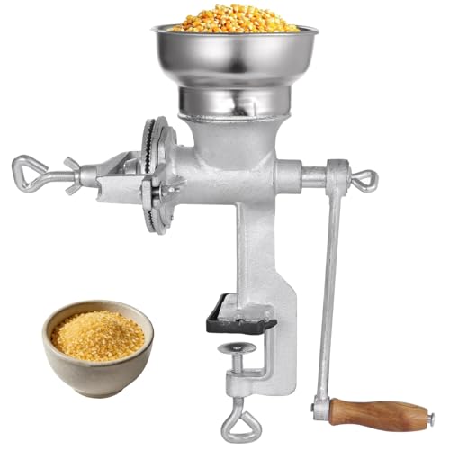 Corn Grinding Machine,Hand Mill GrainGrinder Cast Iron Manual Crank Grain Grinder,Wheat Grinder with Adjustable Coarseness & Wooden Handle for Corn, Coffee, Beans, Nuts, Domestic Use