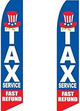 2 (two) Pack Tall Swooper Flags TAX Service Fast Refund Red White Blue Cash