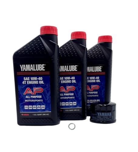 Yamaha Kodiak 700 (2016-2018) all Models AP Oil Filter Change Kit Yamaha Part# 5DM-13440-00-00 and 3 Quarts All Purpose LUB-10W40-AP-12