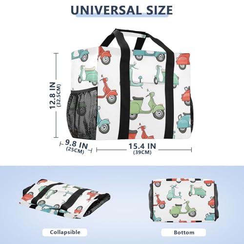 Cute Colorful Scooter Pattern Beach Tote Pool Bags for Women Ladies Large Waterproof Gym Tote Carry On Bag for Weekender Swim Gym Shopping Travel Daily Bag3
