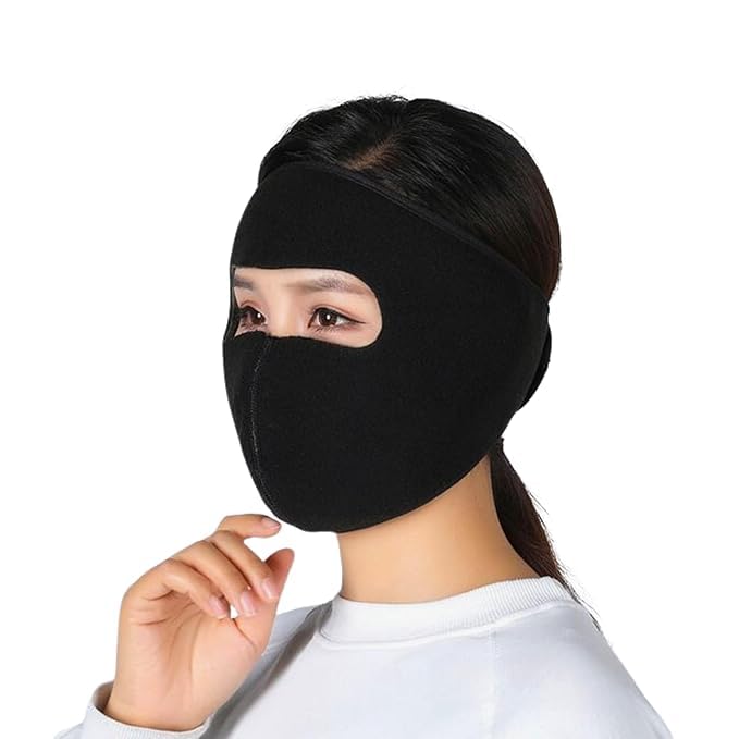 Image of Cotton Blend Solid Summer Face Mask for Women | Free Size | ideal for Dust, Sun Protection, Bike, Riding & Outdoor Activities | Black