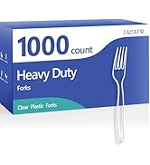 SACATR 1000 Count Plastic Forks Heavy Duty, Plastic Silverware Clear Forks, Premium Disposable Fo...