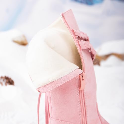 Girls Cowgirl Boots Mid Calf Snow Boot Side Zipper Suede Cowboy Boots Winter Shoes for Toddler Little Kids Big Kids4