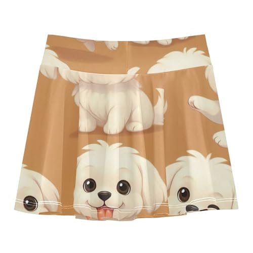 Girls Skorts Athletic Shorts Cute Cartoon Maltese Dogs Playful Toddlers Tennis Skirts Dance Golf Butterfly Skirt 3t2