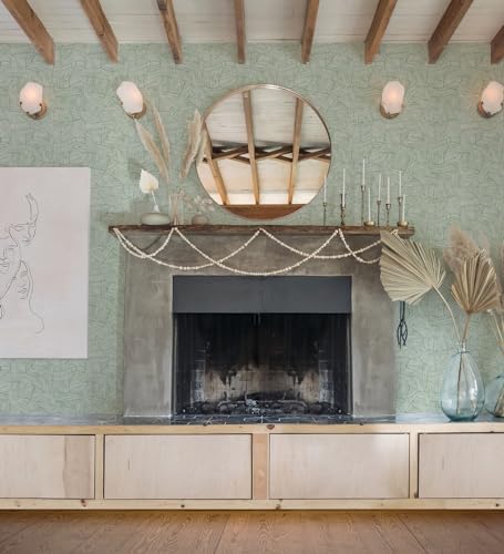 GAULAN 682285 - Carta da parati vinilica ecologica con design tessile africano in rilievo colore verde per pareti soggiorno cucina bagno camera da letto - Rotolo di 10 m x 0,52 m