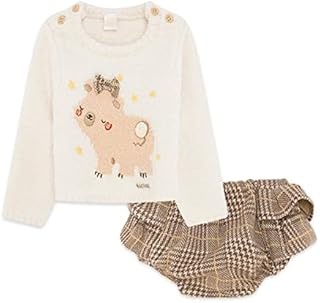 Tuc Tuc Sweter Polo Niemowlęta - dziewczynki Jersey Tricot Y Ranita Felpa Lazo Niña Beige Brownie Bears Fw21