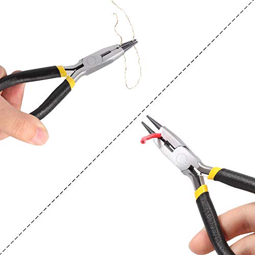 Image of LEONTOOL Mini Round Nose Pliers with Cutters - 5 Inch Wire Looping Pliers for Jewelry Making, Beading, Multi-functional Precision Handcraft DIY Hand Tool