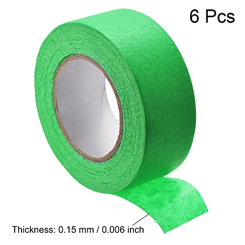 Image of uxcell 6Pcs 25mm 1 inch Wide 20m 21 Yards Masking Tape Painters Tape Rolls Dark Green