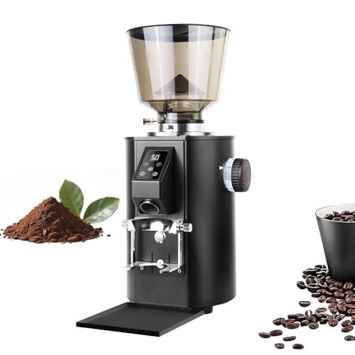 Molinillo De Café De Rebabas Planas,Triturador Cuantitativo,Disco De Molienda De Acero Inoxidable De 2.5 Pulgadas,9 Ajustes Precisos,Capacidad De 1 Libra Para Uso Doméstico Y Comercial Black