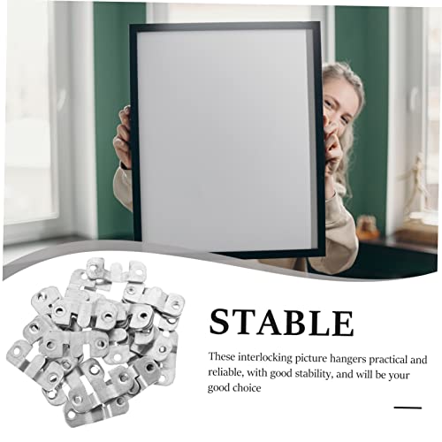 Image of 15pairs Mirror Buckle Interlocking Hangers Picture Frame Hooks for Wall Mounting Wall Hangers Shelves
