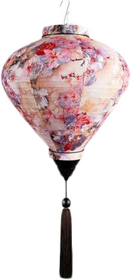 12" Chinese Cloth Lantern Pink Floral Traditional Festival Lampshade Decorative Hanging Paper Lantern