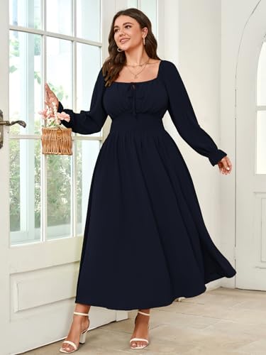 Image of SHESTARR Women's Plus Size Dress Long Sleeve Milkmaid Dress
