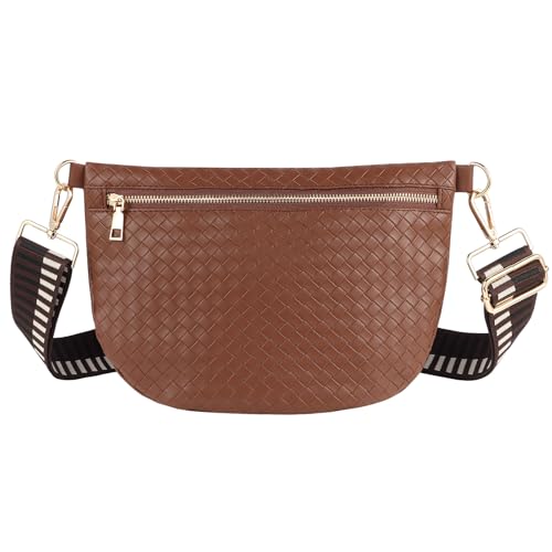 Woven Crossbody Bags for Women Leather Belt Bum Sling Purse