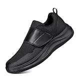 frysen Zapatos Ortopédicos Hombre para Diabetes Zapatos Diabéticos con Velcro, Pies Anchos, Resistente al Desgaste y Transpirable para la Hinchazón de los Pies Black EU 44