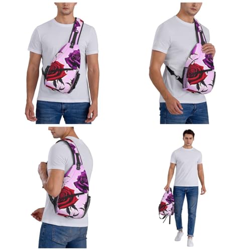 Bolso cruzado con rosas rojas y púrpuras para hombre y mujer miniatura 7