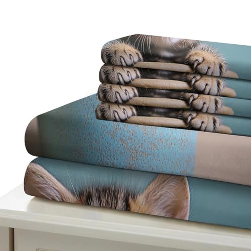 Housse de couette chaton mignon 3D en microfibre 200x200 pour lit double