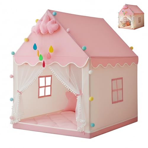 HoveeLuty Tente de Jeu pour Enfants pour Filles d'intérieur, Maison de Jeu Princesse avec 4 fenêtres et Tissu Lavable en Machine, Tente château pour Tout-Petits et...