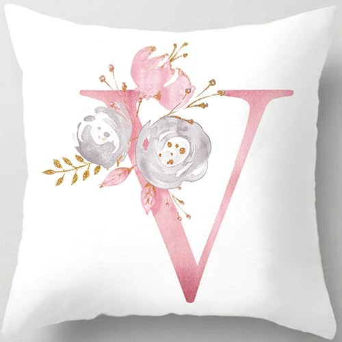 Tillskuch Pink Letter Decorative Throw Pillow Covers for Couch, Bed