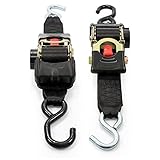 Camco Heavy Duty Retractable Ratchet Tie Down Straps for Hauling and Transporting- 2