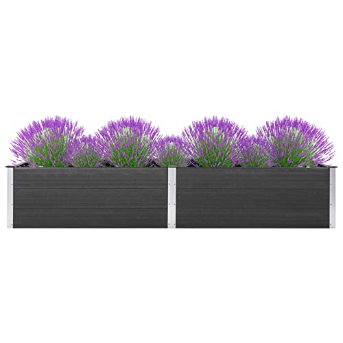 LAPOOH Arriate, Mesa De Cultivo, Huerto Domestico, Cultivo De Plantas Aromaticas, Arriate De Jardín, de WPC Gris 200x100x54 cm