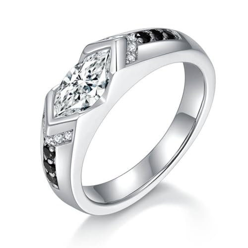 Bague en moissanite de prestige pour homme, argent massif S925