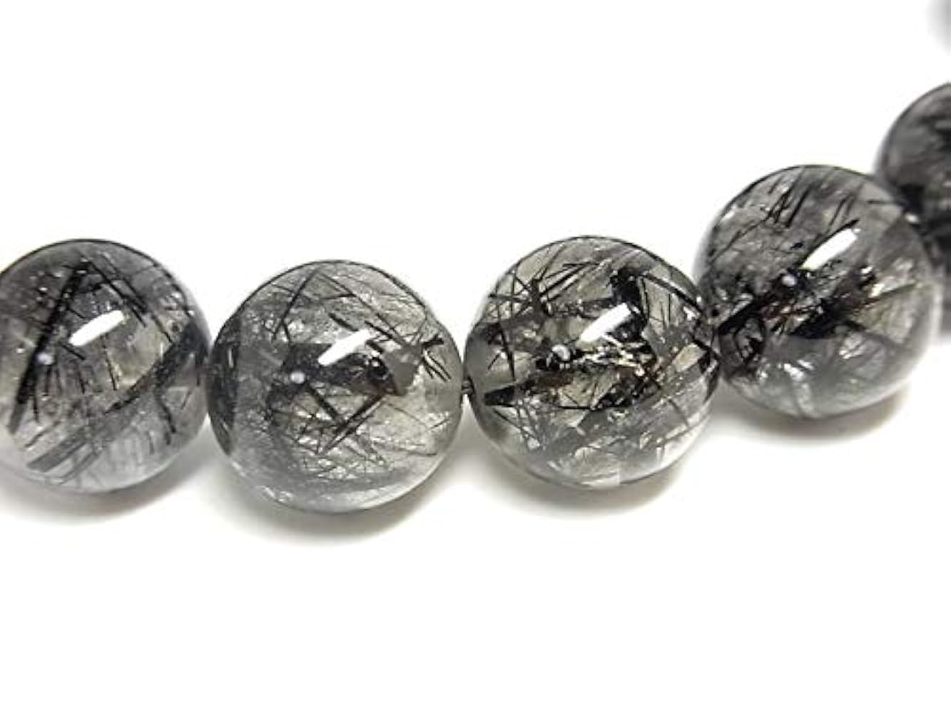 ブラックルチルクオーツ　黒針水晶　11ミリ　透明感 ブラックルチルクォーツ（黒針水晶）｜最高級パワーストーン輸入