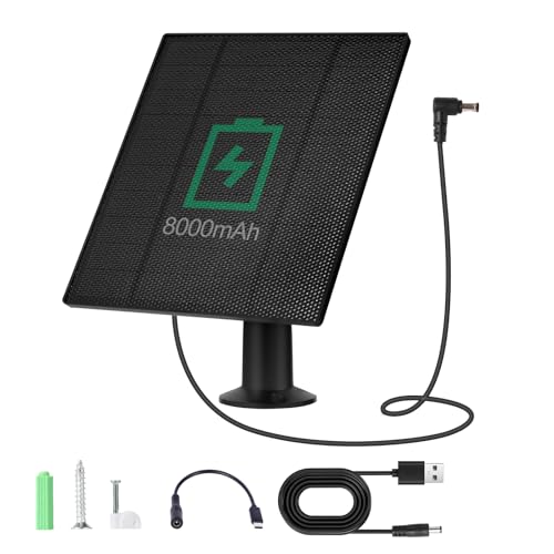 Image of 6W Solar Panel for Automatic Chicken Coop Door Compatible with Chicken Coop Door with DC/USB-C Port, Built-in 8000mAh Battery, with 9.8ft DC Cable & DC to USB-C Adapter Cable, IP65 Weatherproof