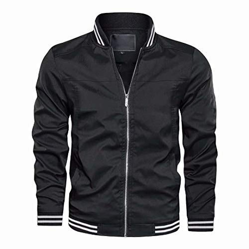 Men's Bomber Jackets Lightweight Slim Fit Spring Fall Casual Pilot Jacket Black