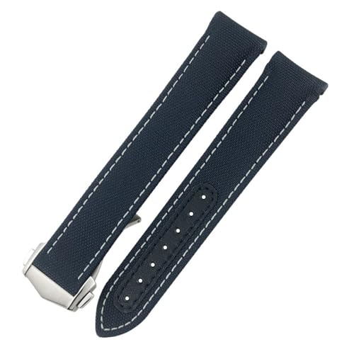 Bracelet montre nylon bleu 19mm Omega Aqua Terra pour le quotidien et sport